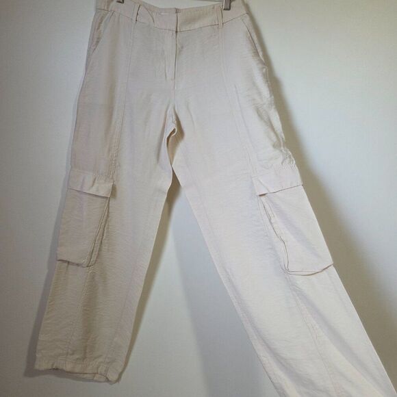 EUC LIKE NEW H&M CREAM CARGO STRAIGHT PANTS SIZE 10 / M WOMENS - Picture 1 of 14
